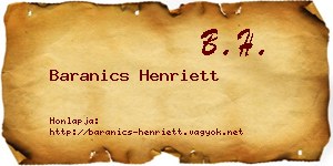 Baranics Henriett névjegykártya